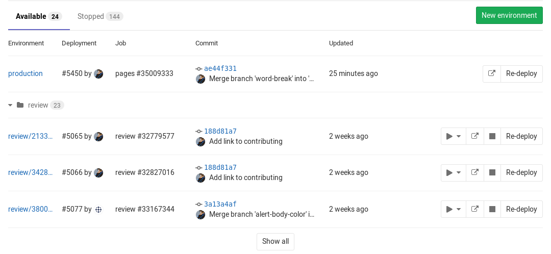 Environments · Ci · Help · GitLab
