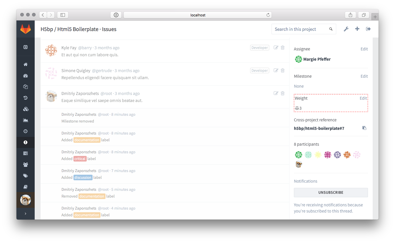 Issue weight · Workflow · Help · GitLab